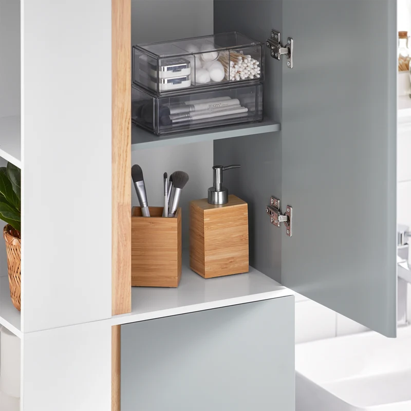 SoBuy BZR76-HG Meuble Colonne de Salle de Bain Placard Armoire Toilette Haute Etagères de Rangement