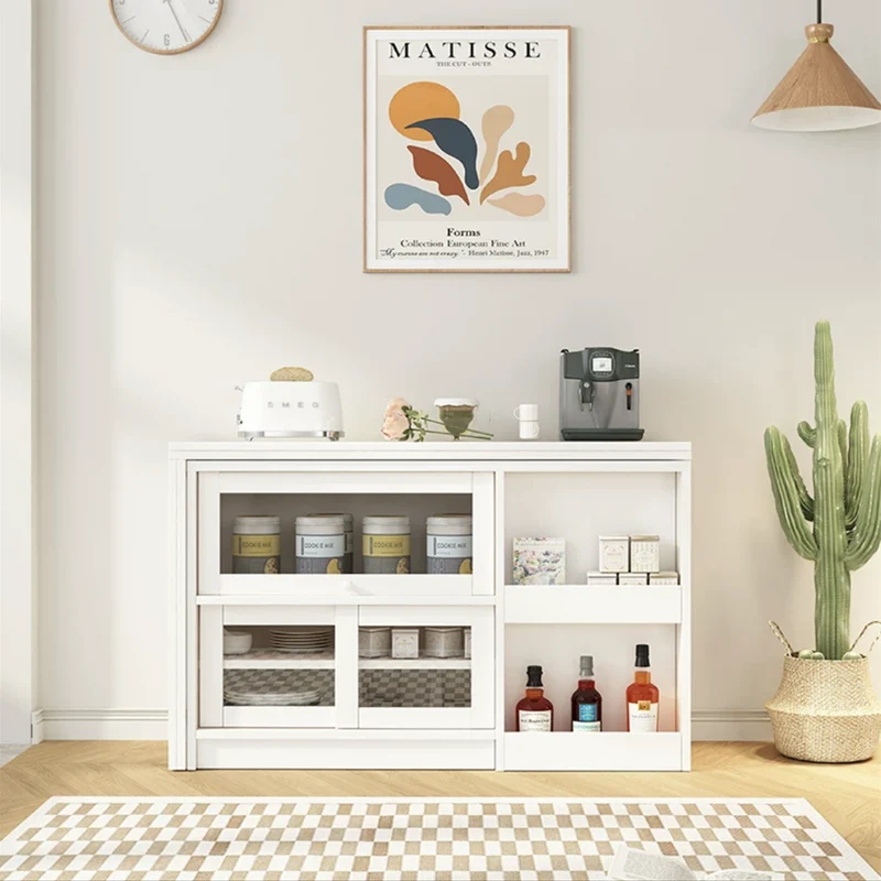 Table de salle à manger multifonction pliante et extensible avec armoire de rangement cachée