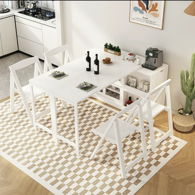 Table de salle à manger multifonction pliante et extensible avec armoire de rangement cachée