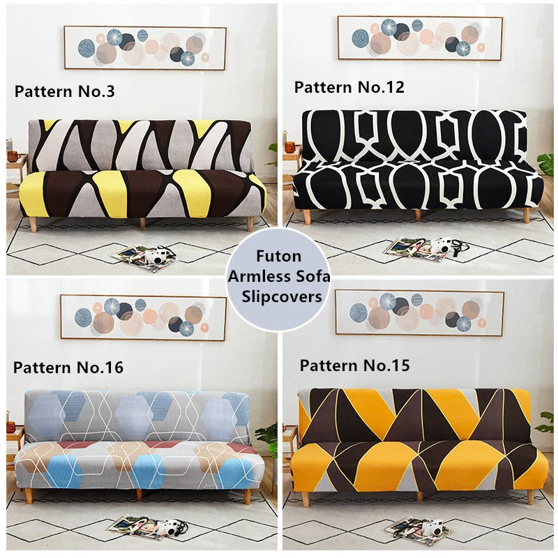 Housses de canapé extensible sans bras Futon (16 modèles différents au choix)