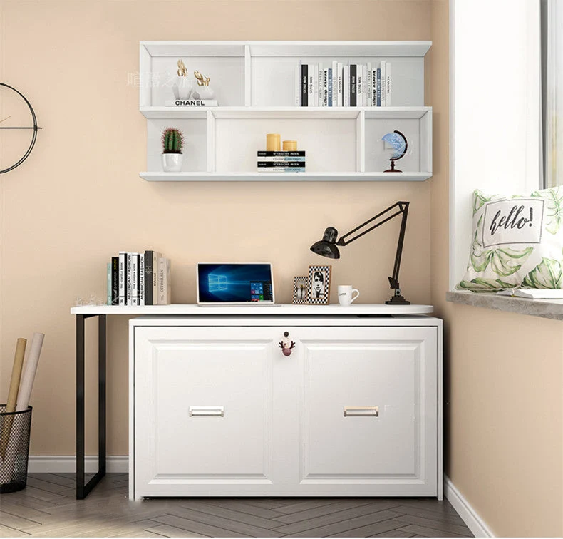 Bureau d'ordinateur d'angle télescopique et rotatif avec lit pliant