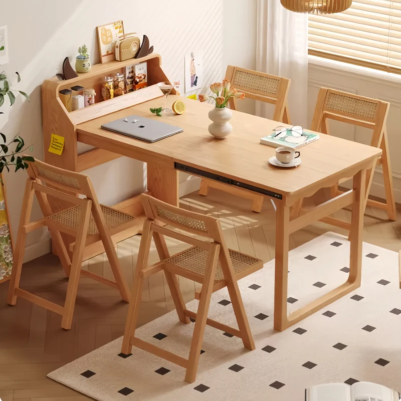 Table à manger multifonctionnelle pliante en bois massif pour petits appartements