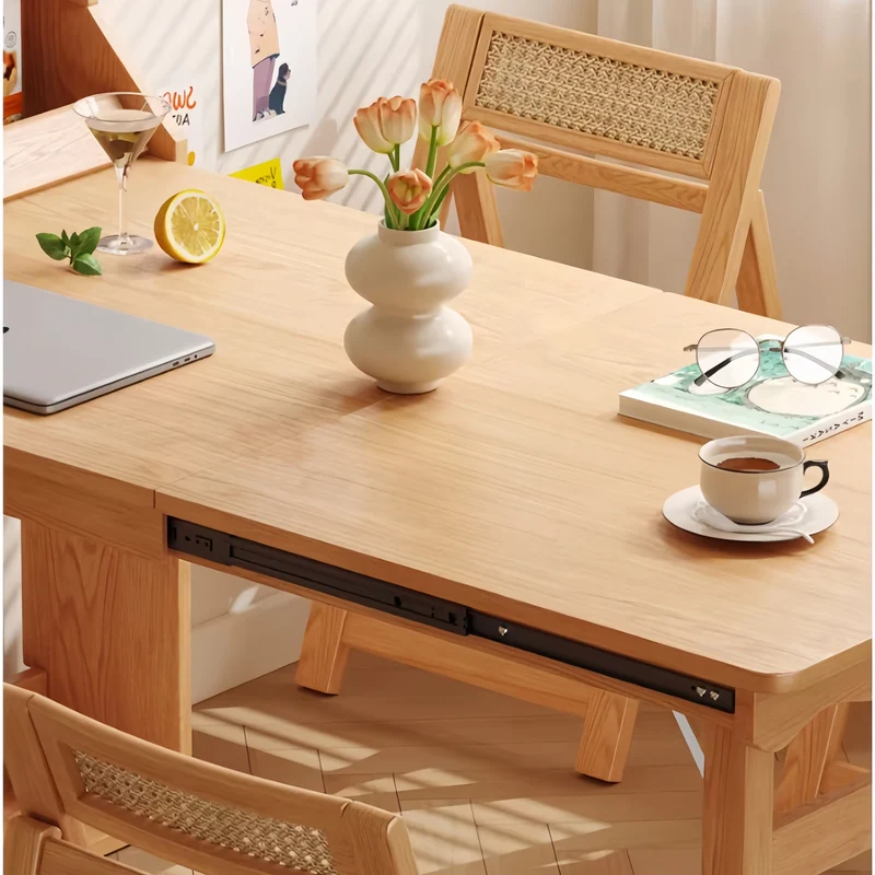 Table à manger multifonctionnelle pliante en bois massif pour petits appartements