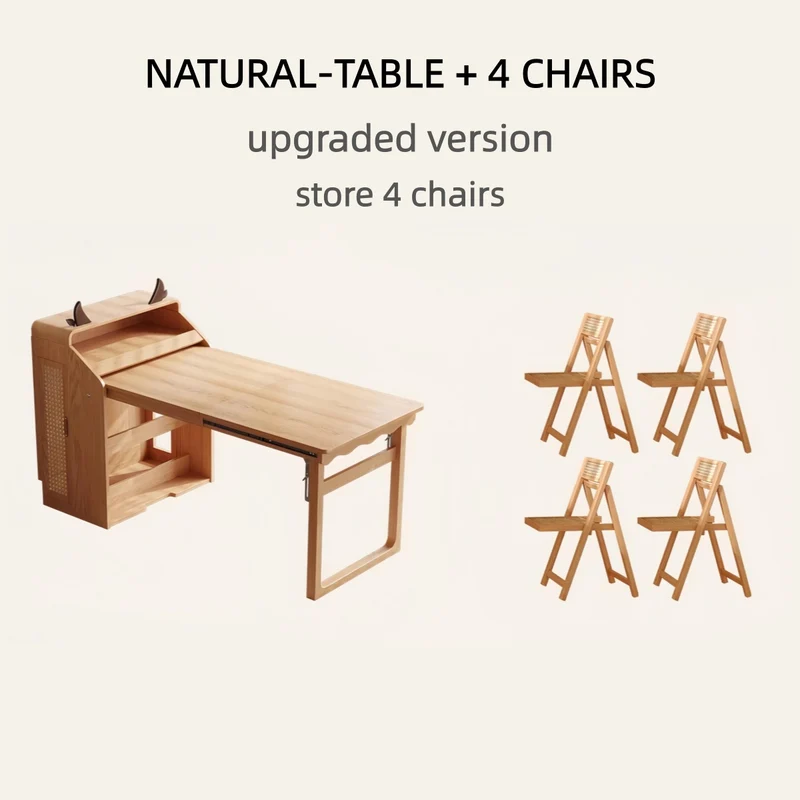 Table à manger multifonctionnelle pliante en bois massif pour petits appartements