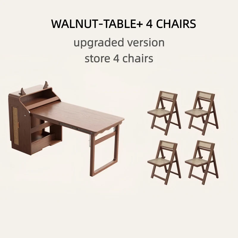 Table à manger multifonctionnelle pliante en bois massif pour petits appartements