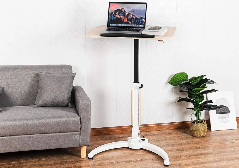 Bureau debout mobile pliable, table de lit surélevée, table d'appoint de canapé