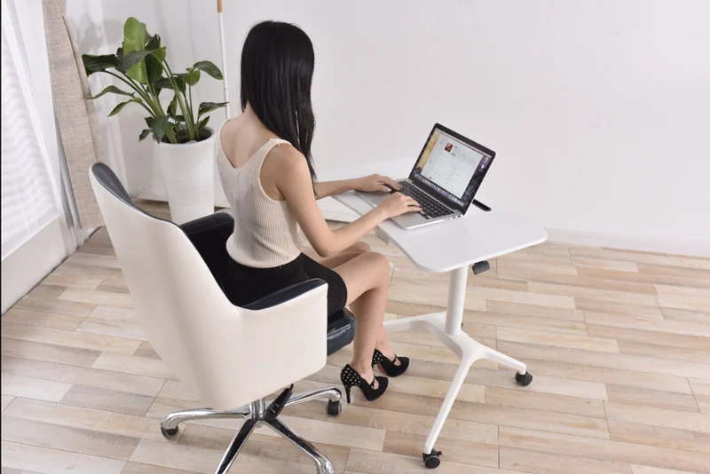 Poste de travail pneumatique à une jambe assis-debout à hauteur de bureau réglable