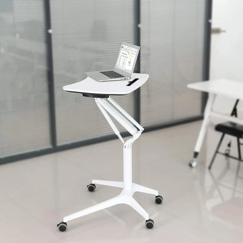 Poste de travail pneumatique à une jambe assis-debout à hauteur de bureau réglable