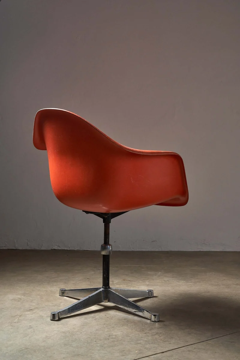 Mid-Century Charles Eames for Herman Miller Fiberglass Dining Chairs in Orange
