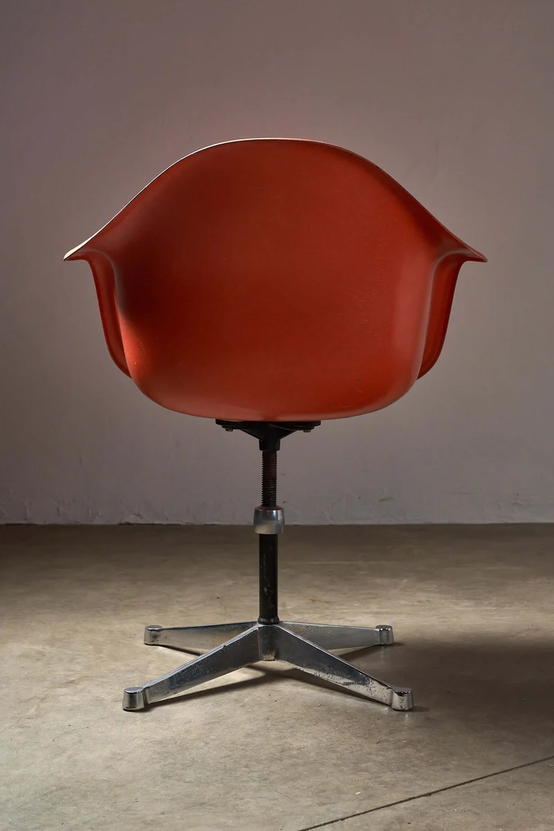 Mid-Century Charles Eames for Herman Miller Fiberglass Dining Chairs in Orange