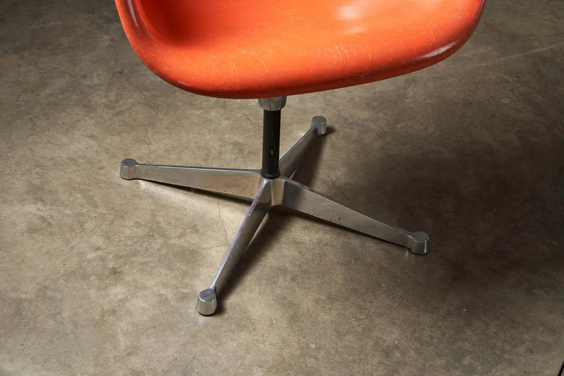 Mid-Century Charles Eames for Herman Miller Fiberglass Dining Chairs in Orange