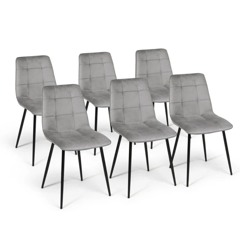 Lot de 6 chaises Linda Gris clair