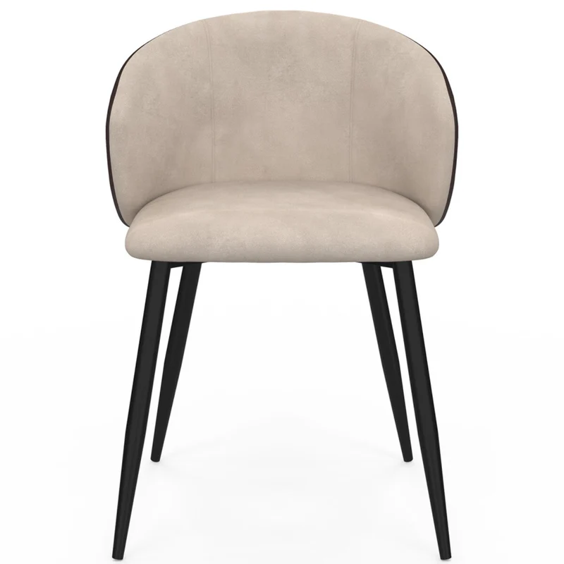 Lot de 4 chaises Idomya Léona bi-matière taupe et marron pieds métal noirs