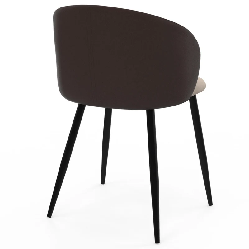 Lot de 4 chaises Idomya Léona bi-matière taupe et marron pieds métal noirs