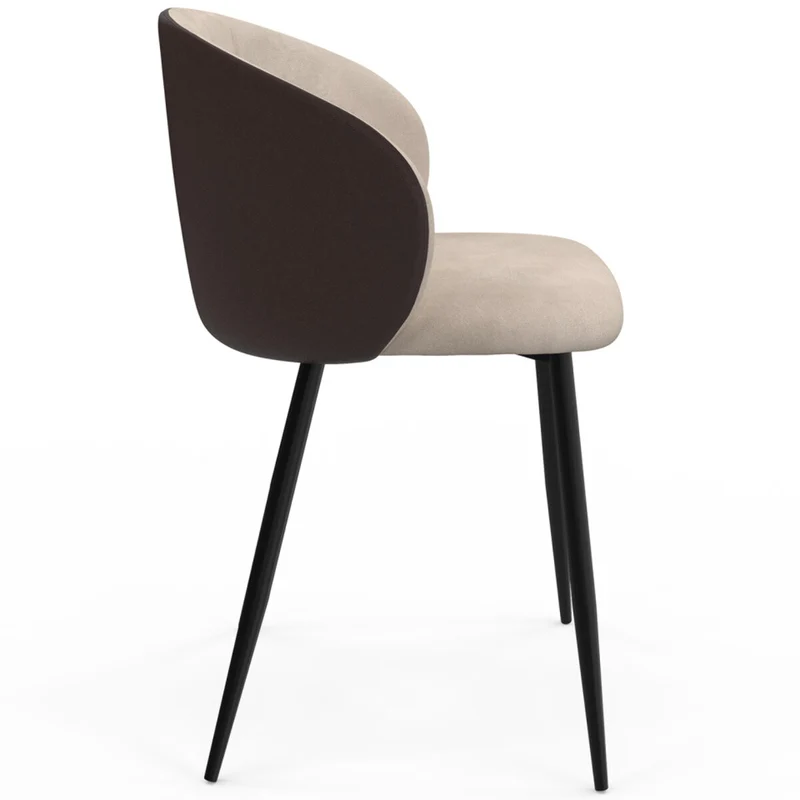 Lot de 4 chaises Idomya Léona bi-matière taupe et marron pieds métal noirs