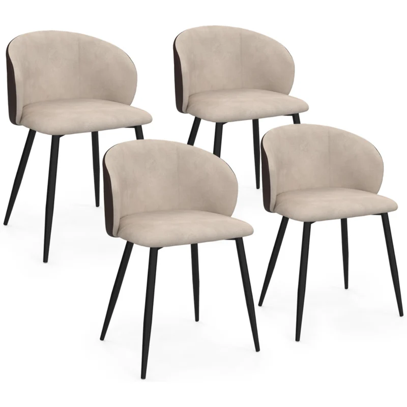 Lot de 4 chaises Idomya Léona bi-matière taupe et marron pieds métal noirs