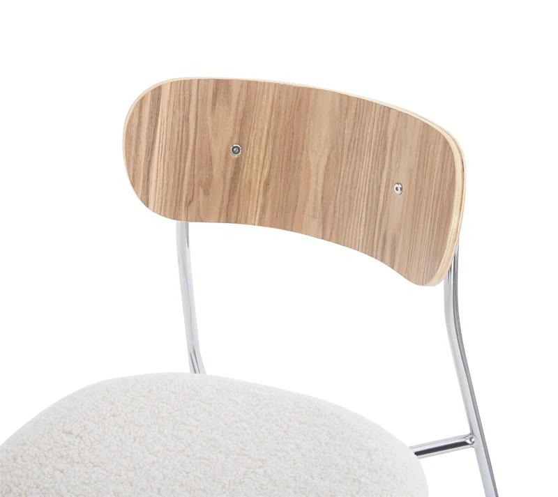 Lot de 2 chaises industrielles Nordlys en métal et bouclettes blanc LINCOLN