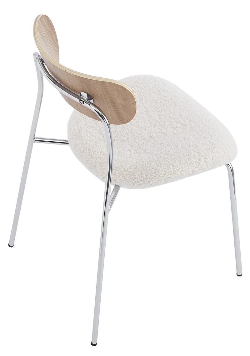 Lot de 2 chaises industrielles Nordlys en métal et bouclettes blanc LINCOLN