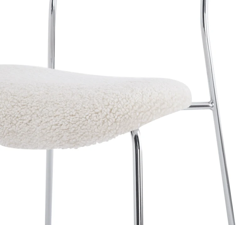 Lot de 2 chaises industrielles Nordlys en métal et bouclettes blanc LINCOLN