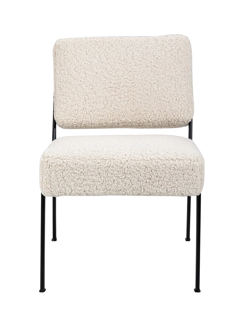 Fauteuil de salon Nordlys en métal et bouclettes blanches NAIROBI
