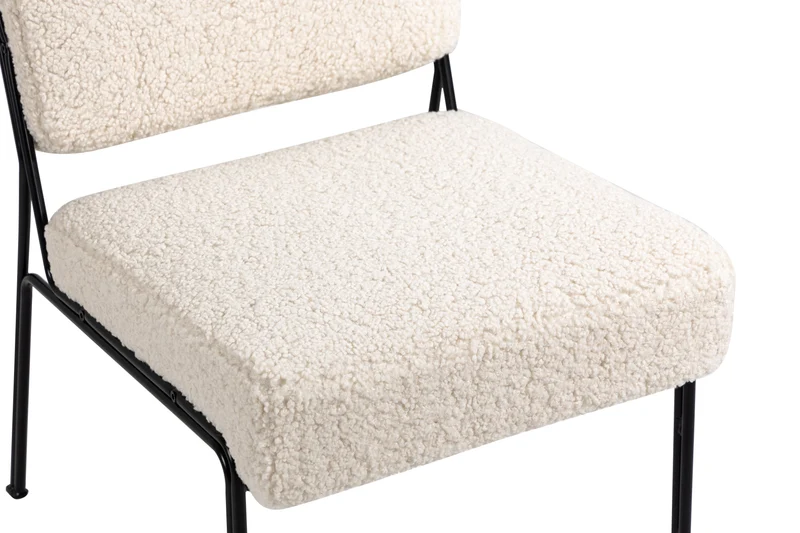 Fauteuil de salon Nordlys en métal et bouclettes blanches NAIROBI