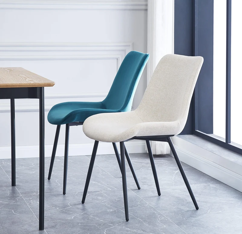 Lot de 2 chaises Nordlys en métal et tissu beige KOGE