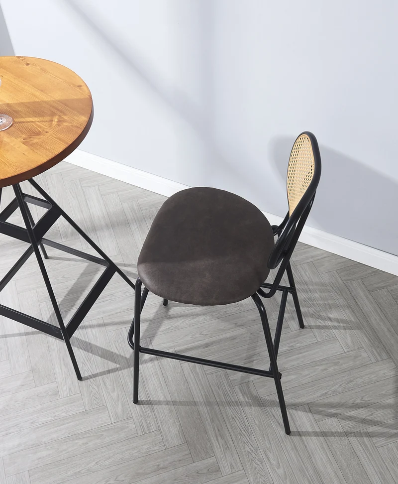 Lot de 2 tabourets de bar Nordlys en métal et cannage suédine noir OREBRO
