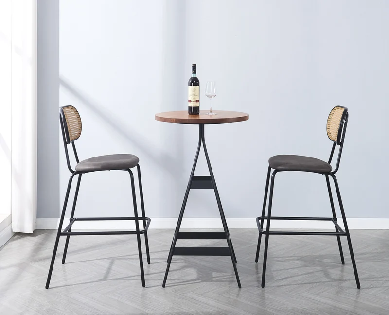 Lot de 2 tabourets de bar Nordlys en métal et cannage suédine noir OREBRO