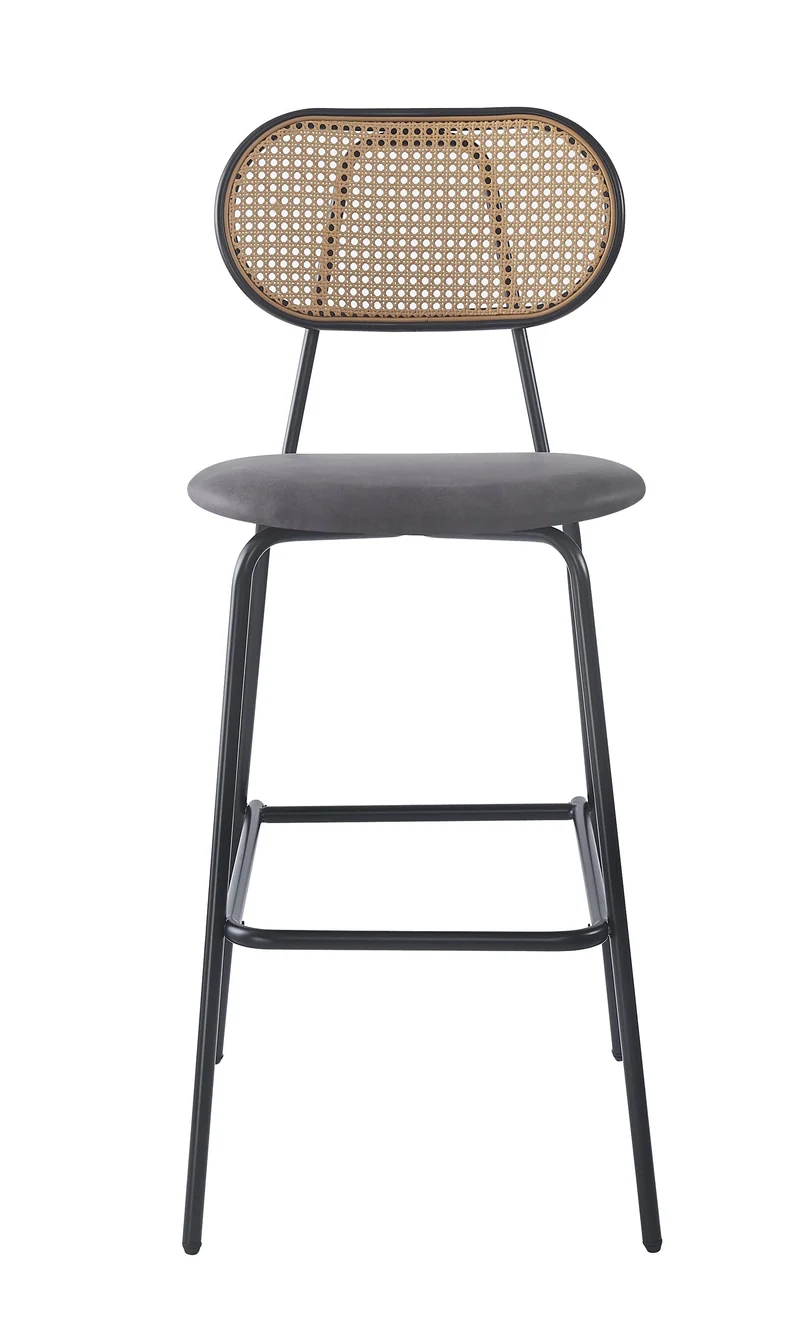 Lot de 2 tabourets de bar Nordlys en métal et cannage suédine noir OREBRO