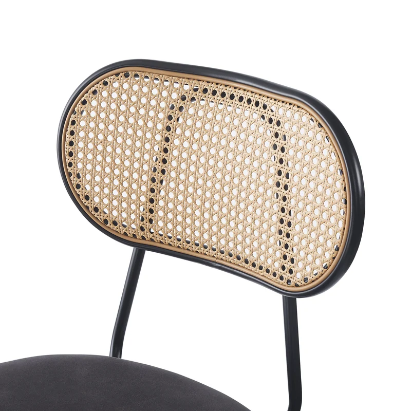 Lot de 2 tabourets de bar Nordlys en métal et cannage suédine noir OREBRO