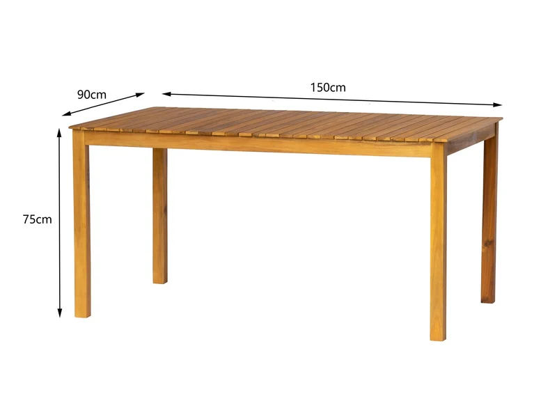 Table à manger intérieur extérieur 6 personnes Nordlys en acacia ALICANTE