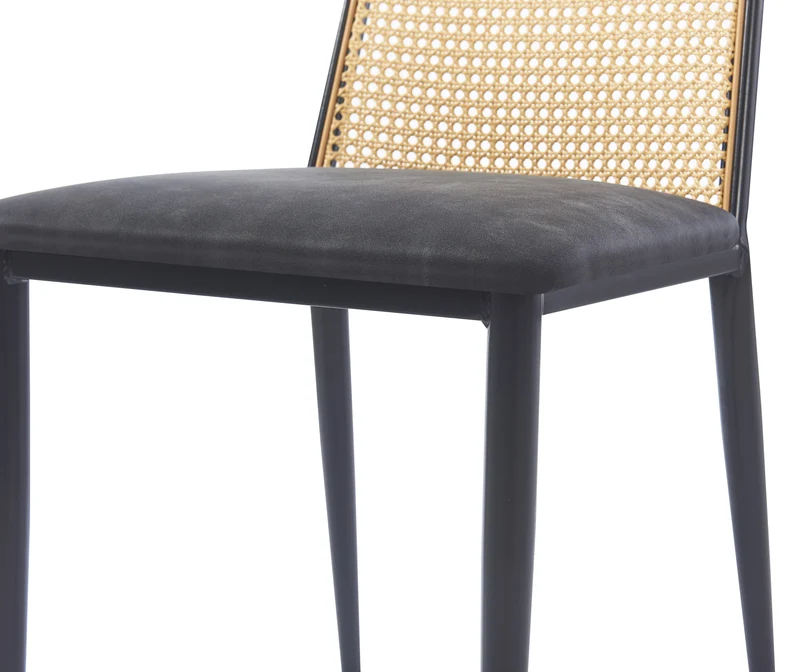 Lot de 2 chaises Nordlys en métal et cannage avec assise en suédine noir OSAKA