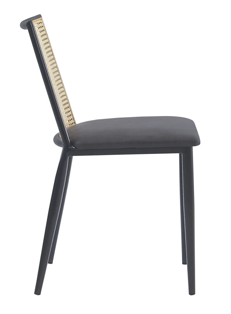 Lot de 2 chaises Nordlys en métal et cannage avec assise en suédine noir OSAKA