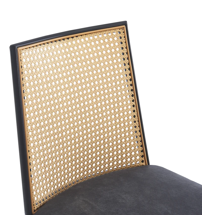 Lot de 2 chaises Nordlys en métal et cannage avec assise en suédine noir OSAKA