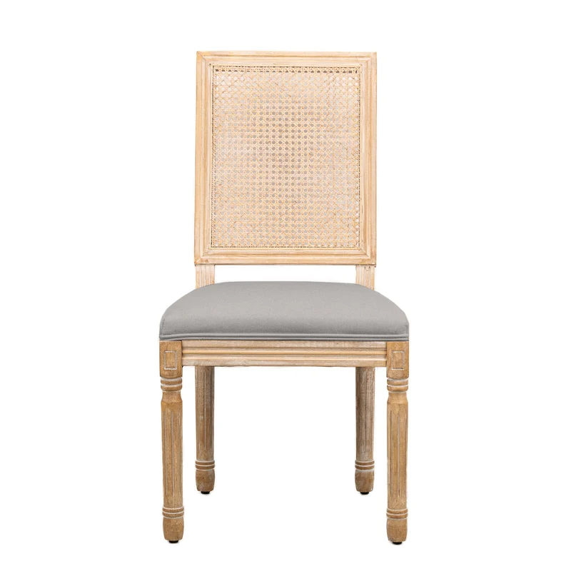 Lot de 2 chaises Nordlys en bois et cannage avec assise en tissu gris foncé CAMBRIDGE