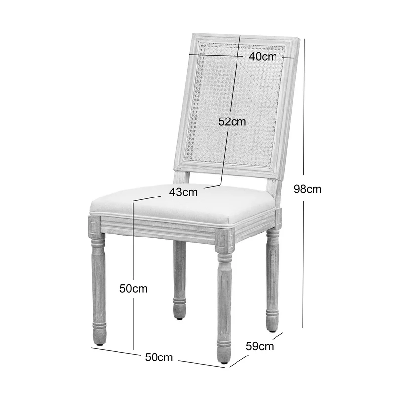 Lot de 2 chaises Nordlys en bois et cannage avec assise en tissu gris foncé CAMBRIDGE