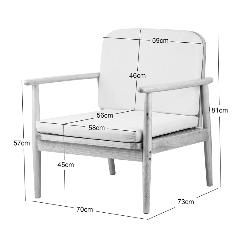 Fauteuil de salon Nordlys en bois massif et bouclettes blanches SURABAYA