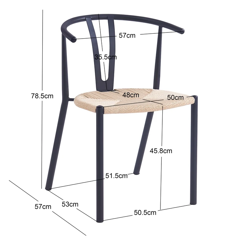 Lot de 2 chaises Nordlys en métal et corde SUKI