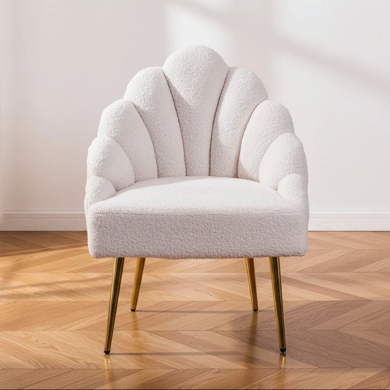 Fauteuil rétro Nordlys en métal et bouclettes blanches BOLGE