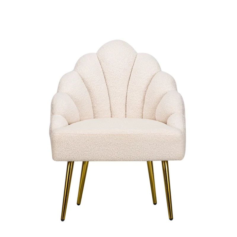 Fauteuil rétro Nordlys en métal et bouclettes blanches BOLGE