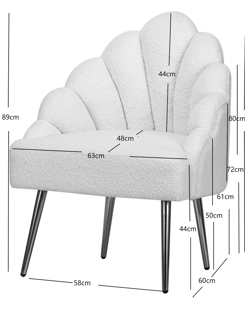 Fauteuil rétro Nordlys en métal et bouclettes blanches BOLGE