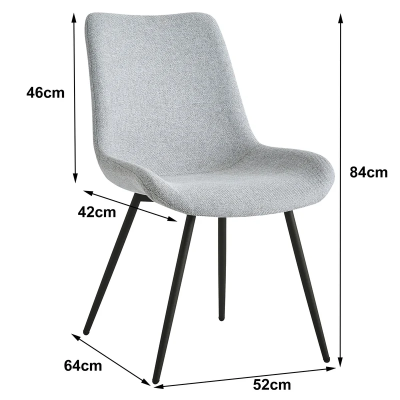 Lot de 2 chaises Nordlys en métal et tissu gris KOGE