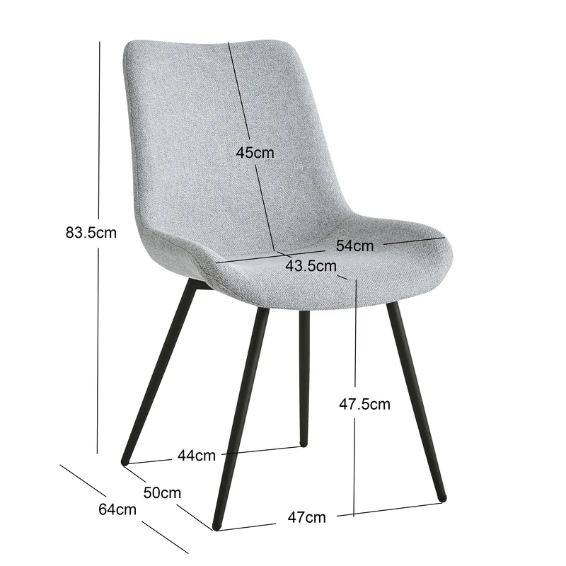 Lot de 2 chaises Nordlys en métal et tissu gris KOGE