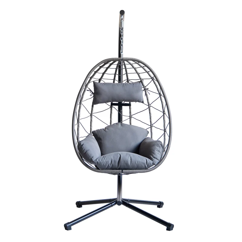 Fauteuil suspendu Nordlys en rotin et métal noir VENICE