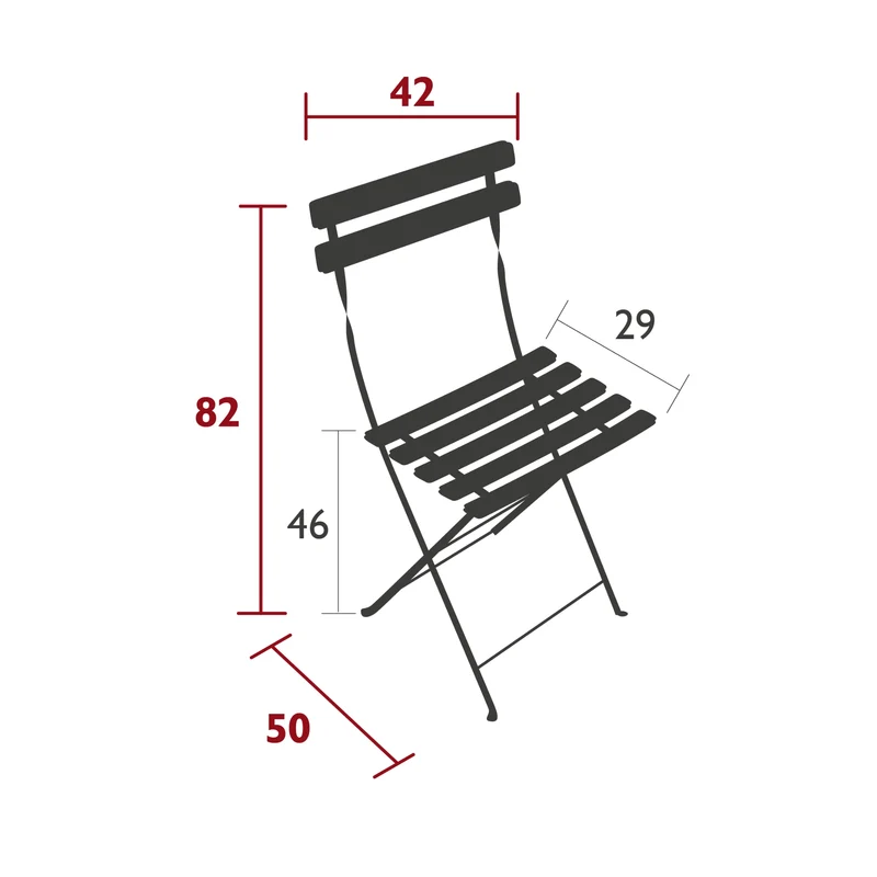 Lot de 2 chaises pliantes FERMOB Bistro en bois naturel et acier bleu maya
