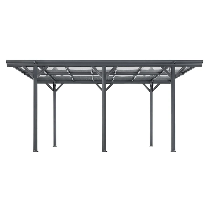 Carport JUSKYS toit plat 5x3m en aluminium gris anthracite