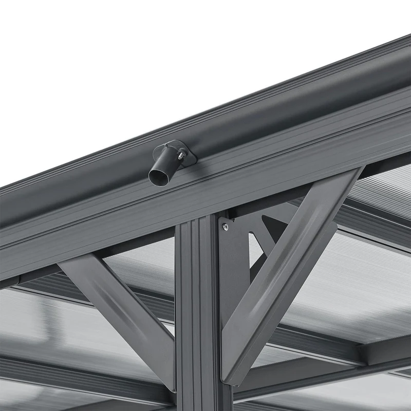 Carport JUSKYS toit plat 5x3m en aluminium gris anthracite