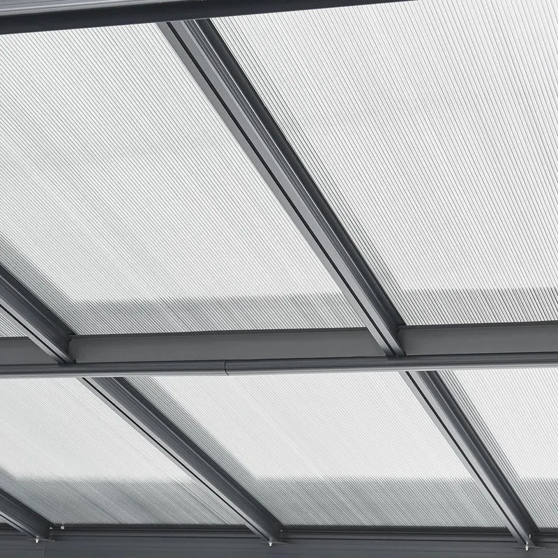 Carport JUSKYS toit plat 5x3m en aluminium gris anthracite