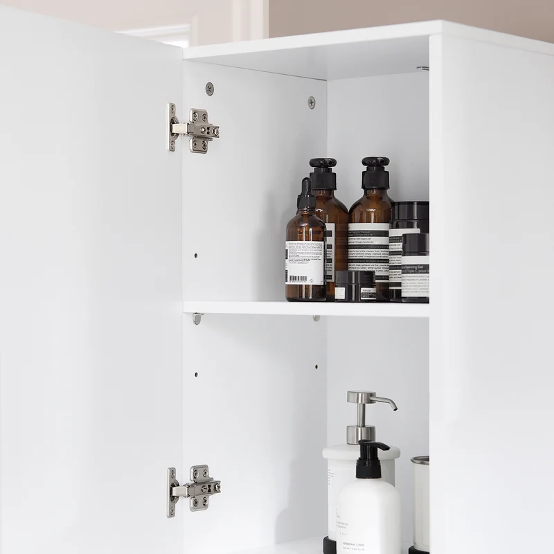 SoBuy BZR91-W Meuble Colonne de Salle de Bain avec 6 Compartiments de Rangement, Placard Armoire Haute, Étagère de Rangement