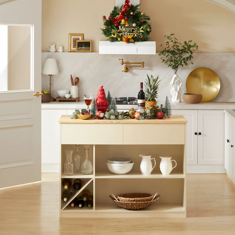 SoBuy KNL04-MI îlot Central, Placard, Buffet, Armoire de Cuisine avec 1 Plan de Travail